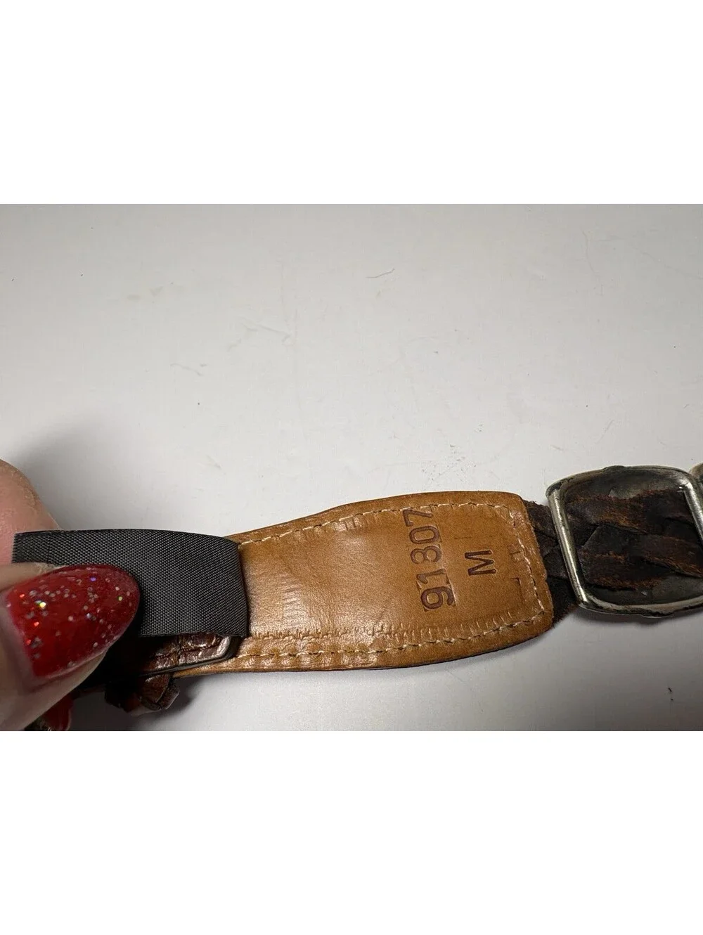 BRIGHTON Brown Leather Braided Belt 91807 Silver Tone Buckle & Conchos Size Med